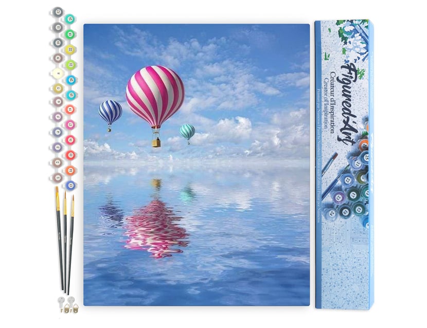 Peinture par Numéro Figured'Art - Vol en Montgolfière - Kit de Loisir Créatif DIY Numéro d'Art Complet - 40x50cm sans châssis en bois