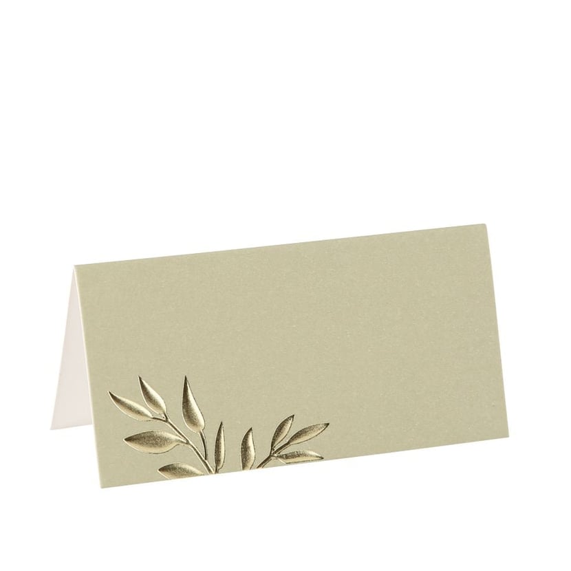 10 Marque Places Jolis Brins Vert Sauge et Or - 8 cm