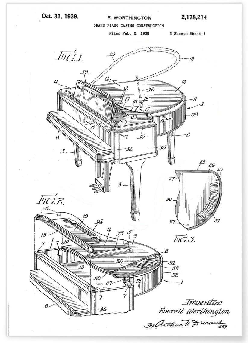 Affiche Brevet Piano | A3 : 29,7x42cm- Imagerie Murale - Encadrement ...