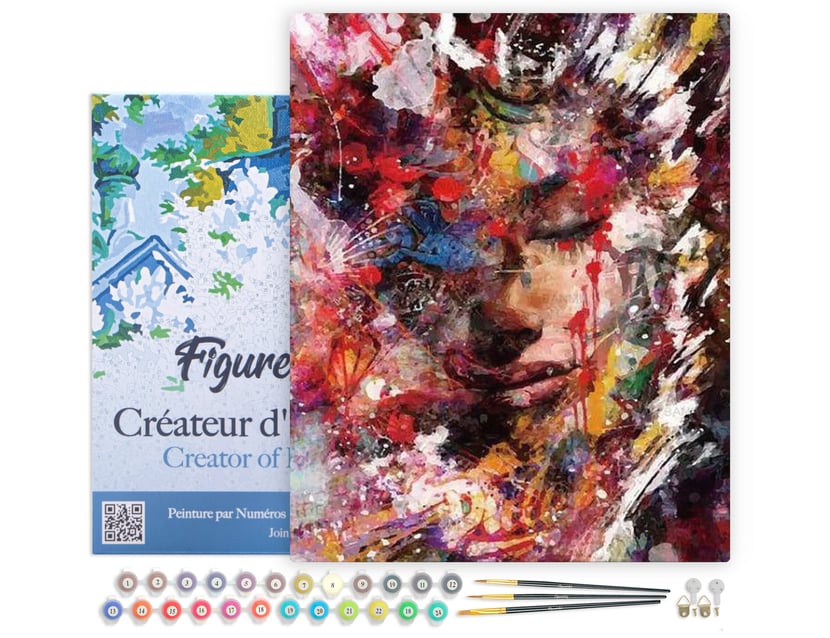 Peinture Par Numéro Figured'Art - Face à Face Floral - Kit De Loisir Créatif DIY Numéro D'Art