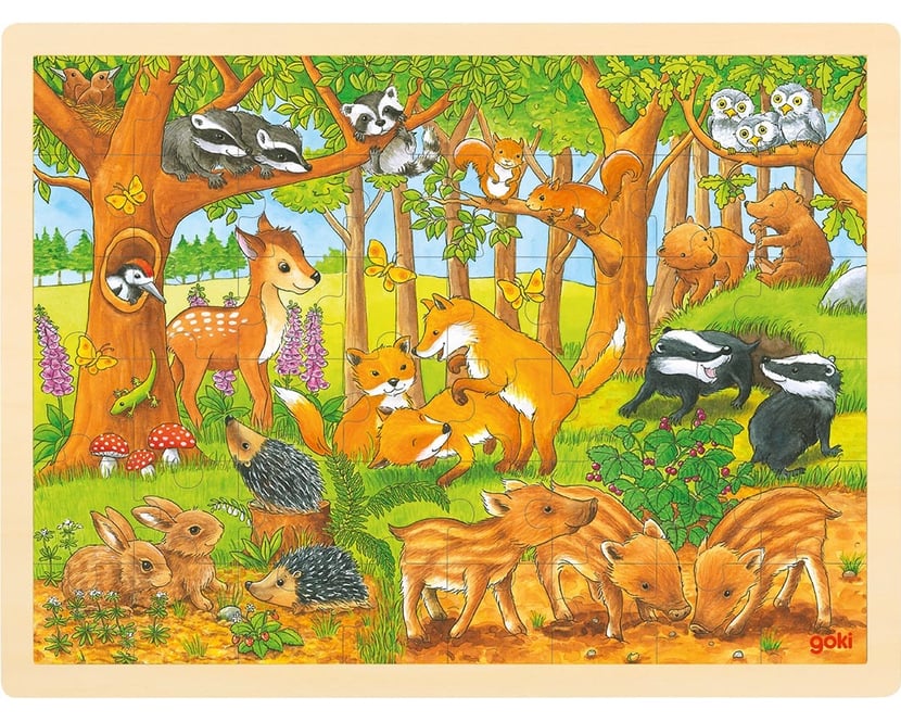 Puzzle en bois animaux de la forêt pour enfant bébé 12 / 18 mois