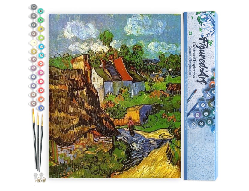 Peinture par Numéro Figured'Art - Van Gogh Maison oise - Kit de Loisir Créatif DIY Numéro d'Art Complet - 40x50cm sans châssis en bois