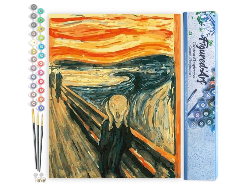 Peinture par Numéro Figured'Art - Le Cri - Kit de Loisir Créatif DIY Numéro d'Art Complet - 40x50cm sans châssis en bois