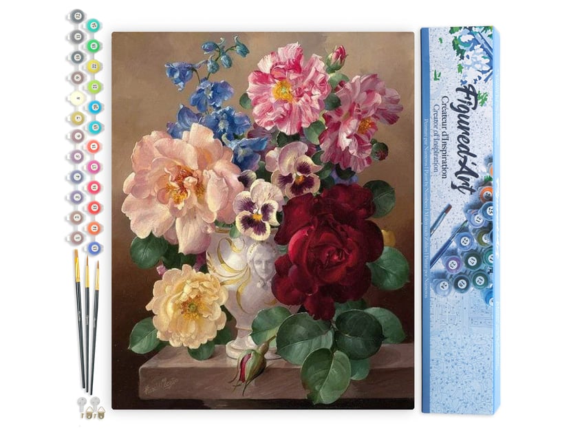 Peinture par Numéro Figured'Art - Beau Bouquet - Kit de Loisir Créatif DIY Numéro d'Art Complet - 40x50cm sans châssis en bois