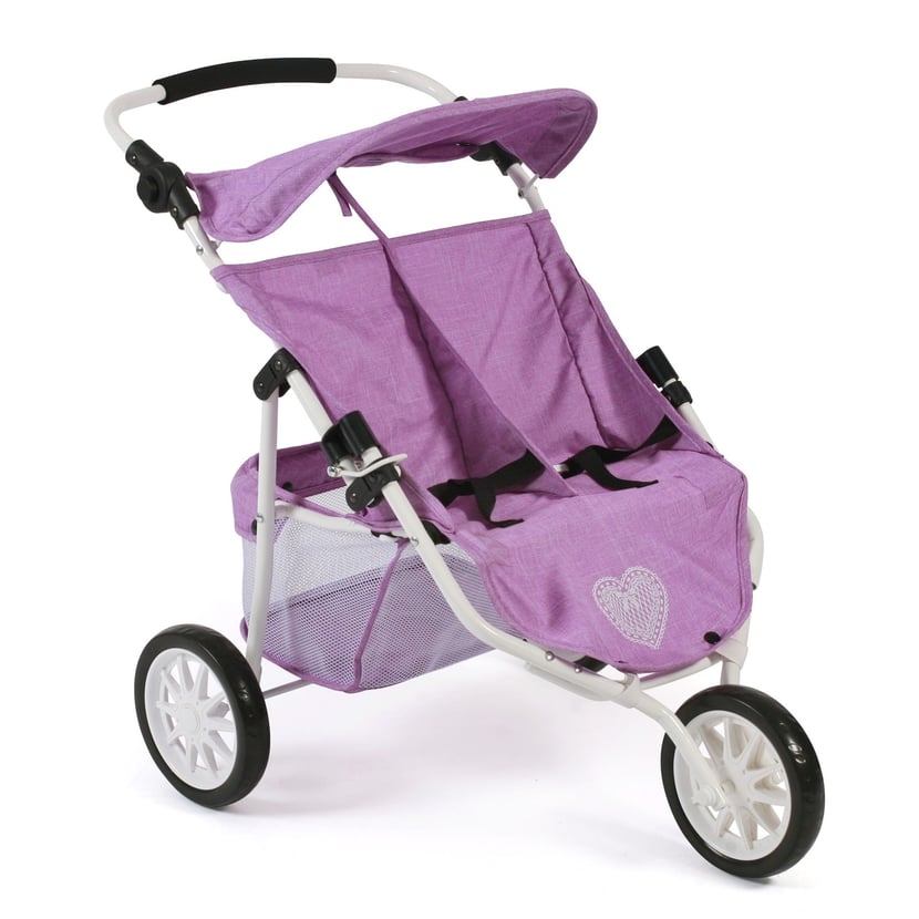 Poussette Jogger 3 roues pour poupees jumelles Melange violet Poupee et poupon Jeux d imagination Cultura