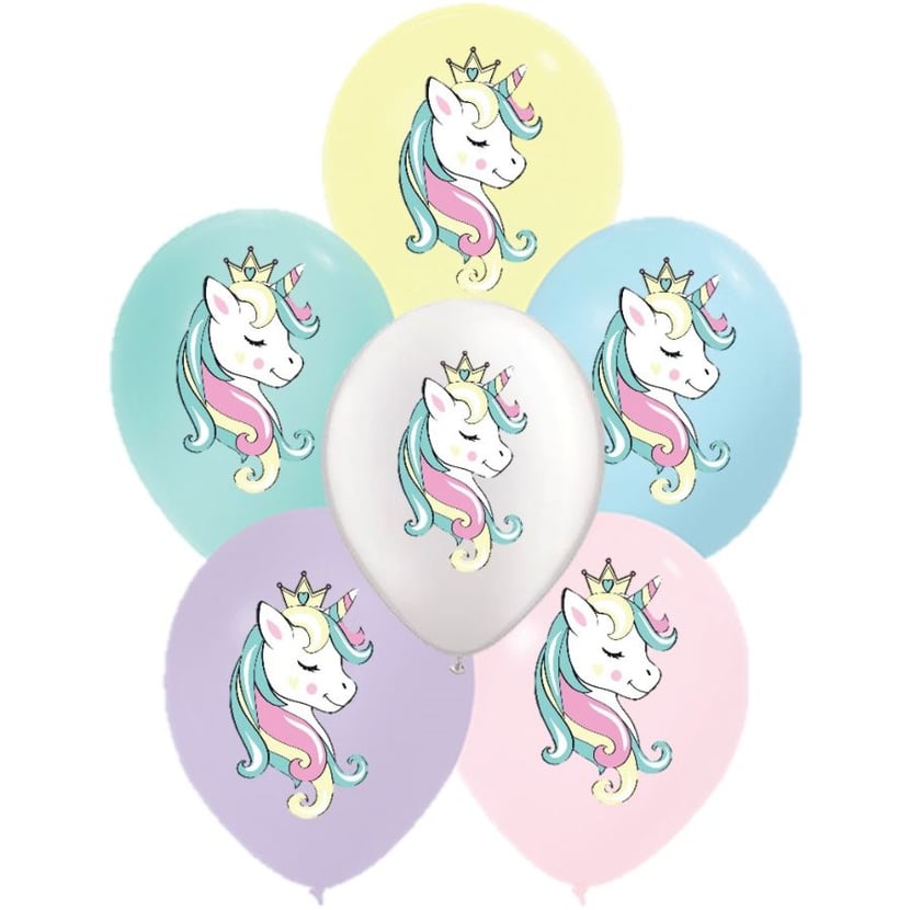 6 Ballons Pastel - Licorne Ø 30 cm