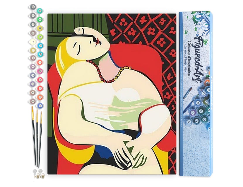 Peinture par Numéro Figured'Art - Picasso Le Rêve - Kit de Loisir Créatif DIY Numéro d'Art Complet - 40x50cm sans châssis en bois