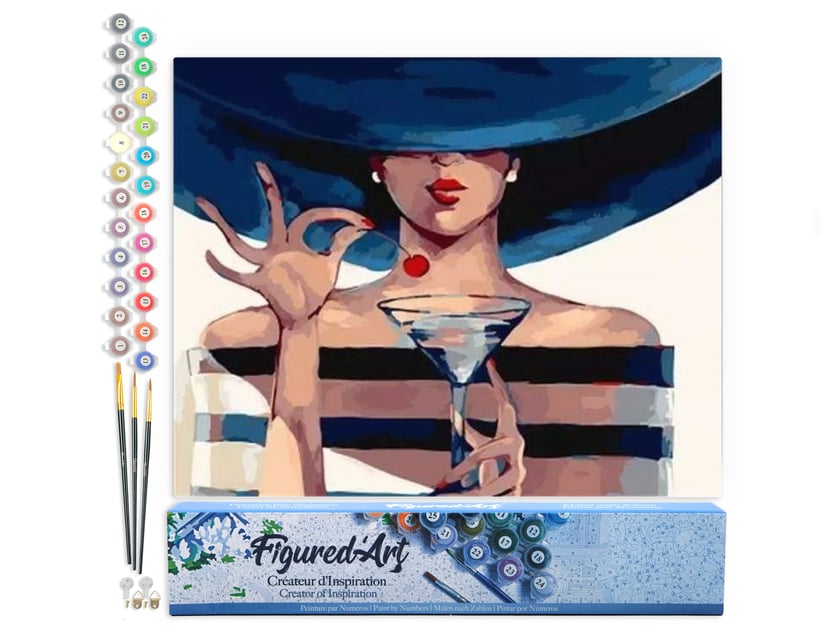Peinture par Numéro Figured'Art - l'heure de l'Apéritif - Kit de Loisir Créatif DIY Numéro d'Art Complet - 40x50cm sans châssis en bois