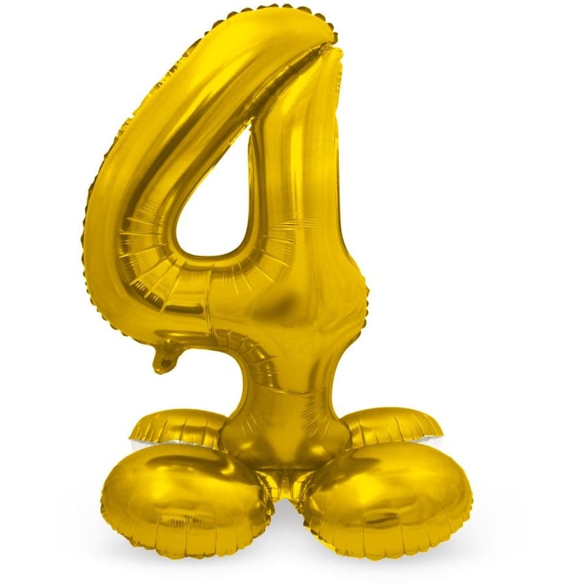 Ballon Aluminium avec base Chiffre 4 Doré - 72 cm