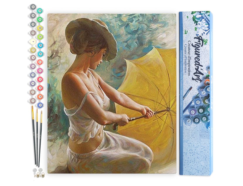 Peinture Par Numéro Figuredart Jeune Femme Au Parapluie Kit De Loisir Créatif Diy Numéro D 