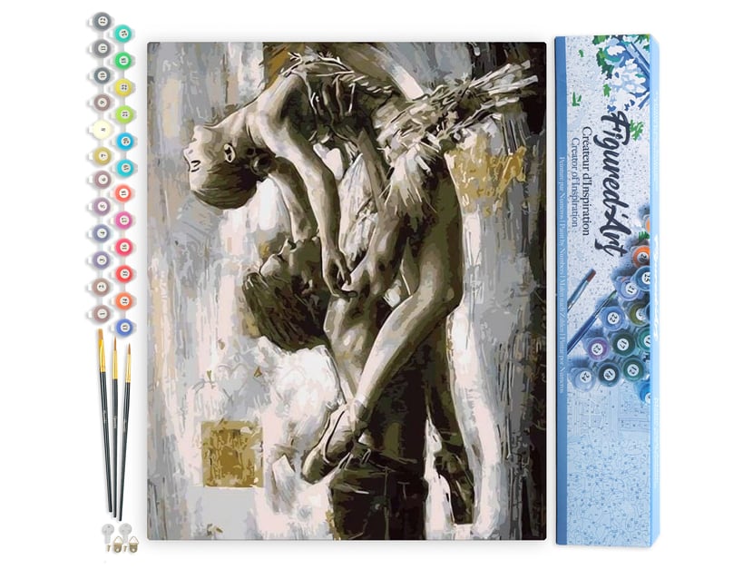 Peinture par Numéro Figured'Art - Danse Classique en couple - Kit de Loisir Créatif DIY Numéro d'Art Complet - 40x50cm sans châssis en bois