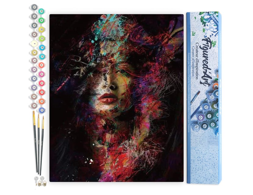 Peinture par Numéro Figured'Art - Femme peinte - Kit de Loisir Créatif DIY Numéro d'Art Complet - 40x50cm sans châssis en bois