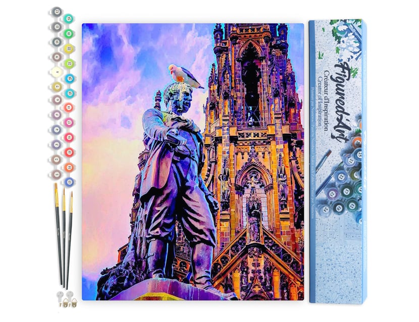 Peinture par Numéro Figured'Art - Statue Edinburgh - Kit de Loisir Créatif DIY Numéro d'Art Complet - 40x50cm sans châssis en bois