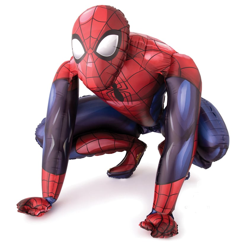Ballon Assis Spider-Man 38 Cm - Décoration Anniversaire, Fête - Gonflage à L'air (paille Incluse) - Pour Enfant, Fan De Marvel