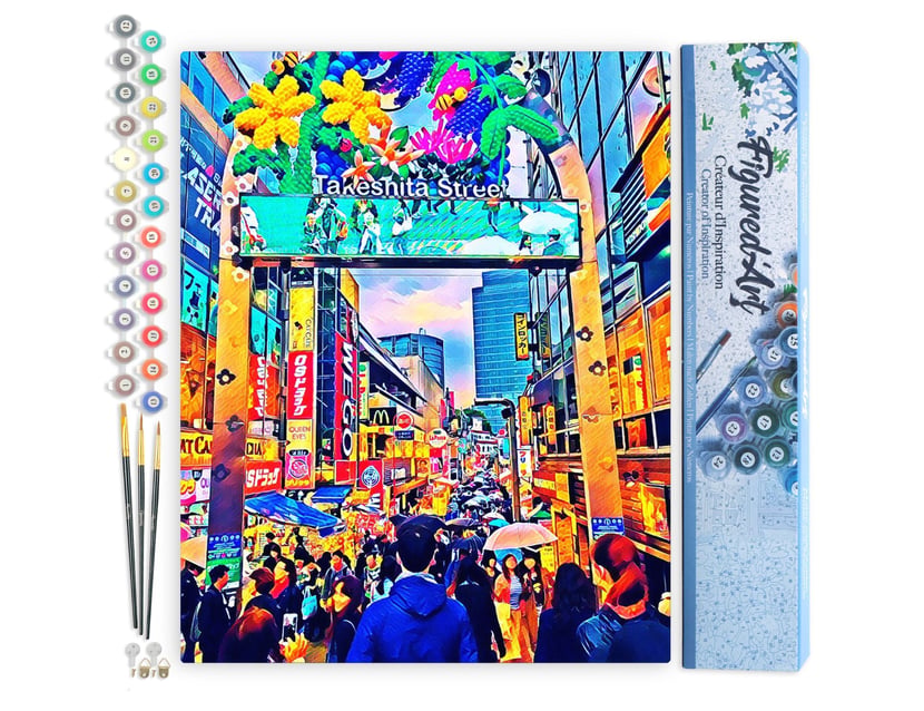 Peinture par Numéro Figured'Art - Tokyo Harajuku - Kit de Loisir Créatif DIY Numéro d'Art Complet - 40x50cm sans châssis en bois
