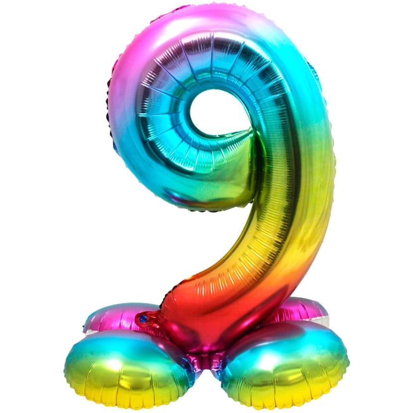 Ballon Géant Rainbow Chiffre 9 avec base (81 cm)
