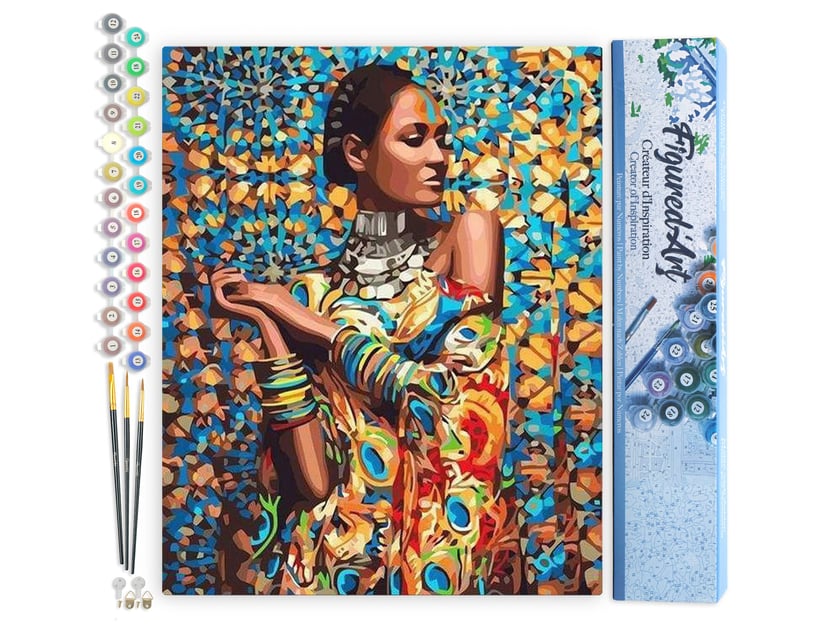 Peinture par Numéro Figured'Art - Femme en Habits traditionnels - Kit de Loisir Créatif DIY Numéro d'Art Complet - 40x50cm sans châssis en bois