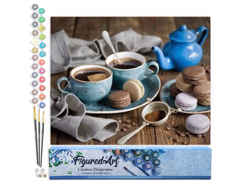 Peinture par Numéro Figured'Art - Chocolat Chaud - Kit de Loisir Créatif DIY Numéro d'Art Complet - 40x50cm sans châssis en bois