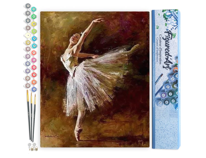 Peinture par Numéro Figured'Art - Ballerine en pointes - Kit de Loisir Créatif DIY Numéro d'Art Complet - 40x50cm sans châssis en bois