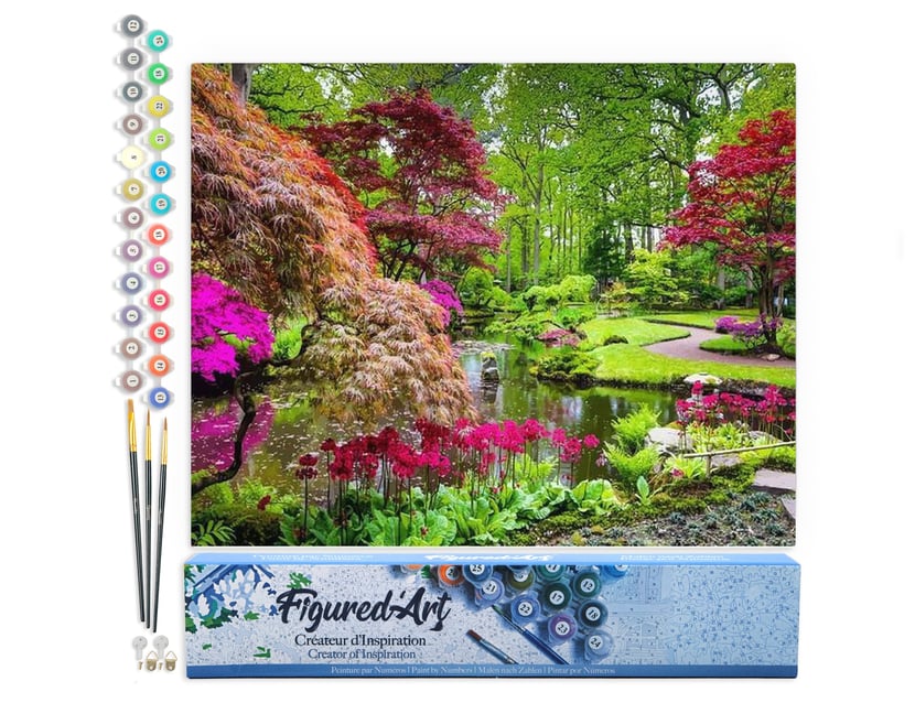 Peinture par Numéro Figured'Art - Parc fleuri - Kit de Loisir Créatif DIY Numéro d'Art Complet - 40x50cm sans châssis en bois