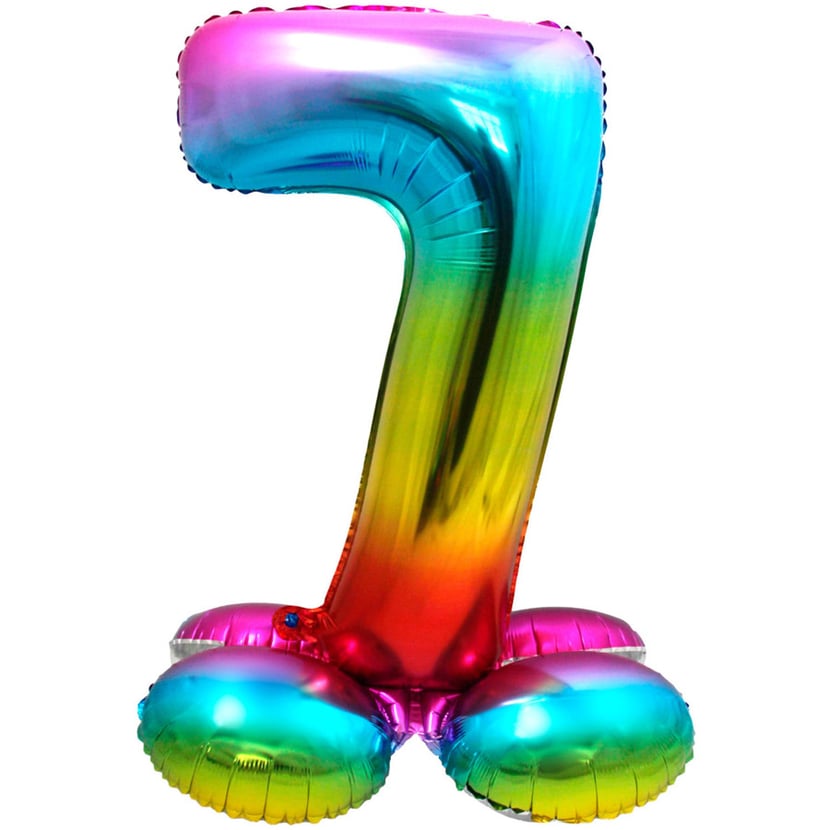 Ballon Géant Rainbow Chiffre 7 avec base (81 cm)