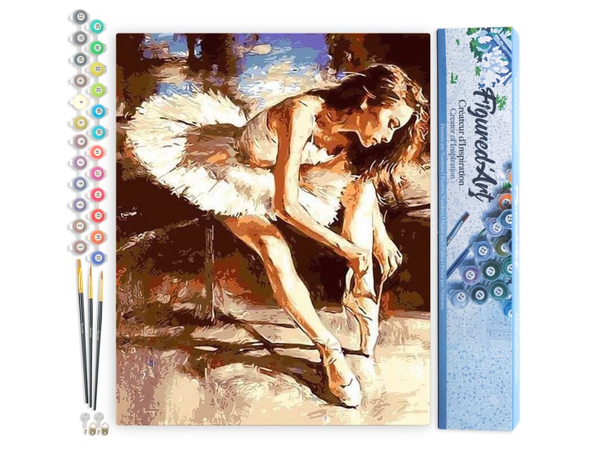 Peinture par Numéro Figured'Art - Une Ballerine se prépare - Kit de Loisir Créatif DIY Numéro d'Art Complet - 40x50cm sans châssis en bois