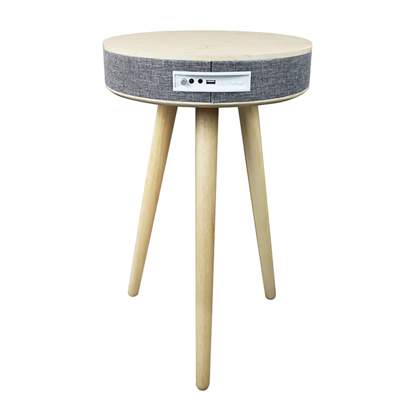 Table d'appoint enceinte bluetooth blanche et beige