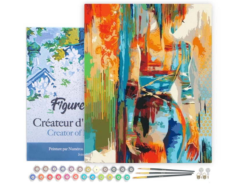 Peinture par Numéro Figured'Art avec Cadre - Beauté en couleurs - Kit de Loisir Créatif DIY Numéro d'Art Complet - 40x50cm toile tendue sur châssis