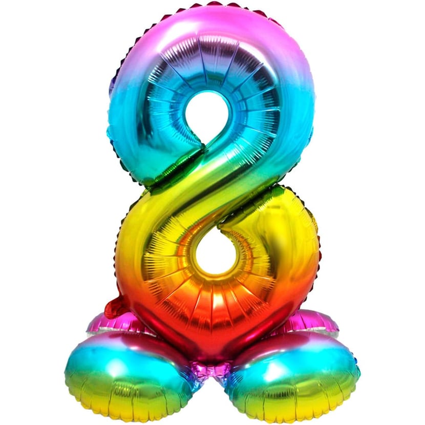 Ballon Géant Rainbow Chiffre 8 avec base (81 cm)
