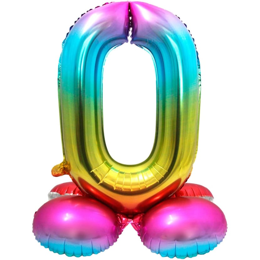 Ballon Géant Rainbow Chiffre 0 avec base (81 cm)