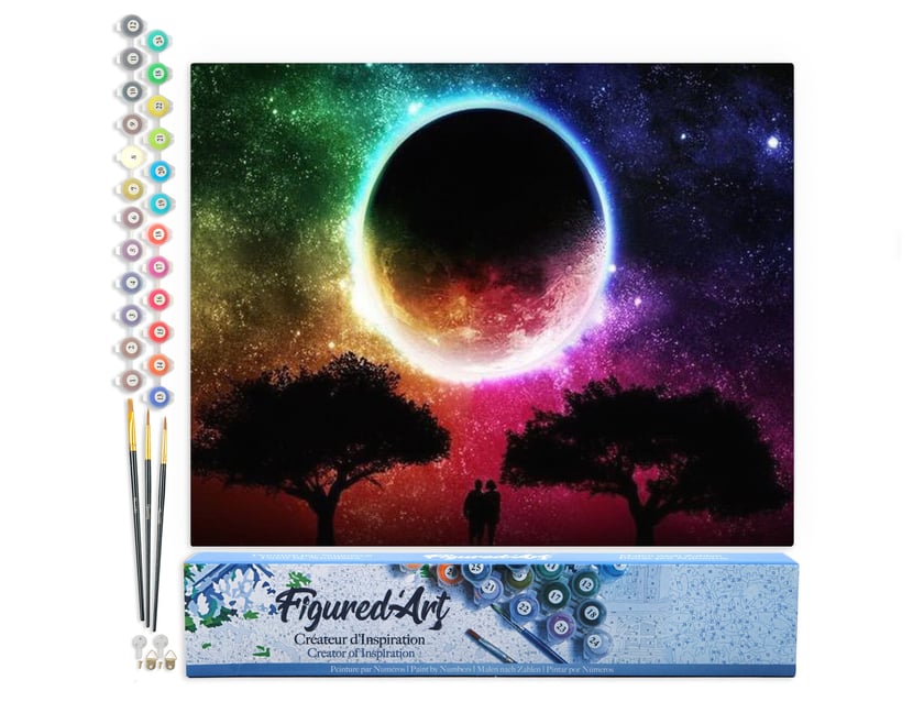Peinture par Numéro Figured'Art - Couleur de Lune - Kit de Loisir Créatif DIY Numéro d'Art Complet - 40x50cm sans châssis en bois