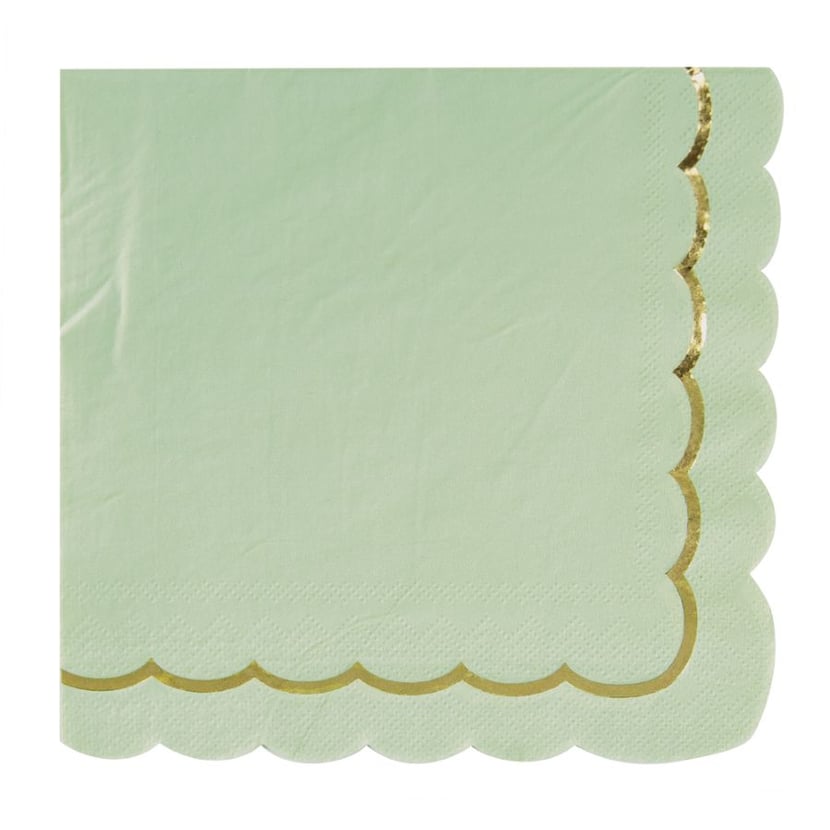 Serviettes papier sauge pour decoration de table vert sauge