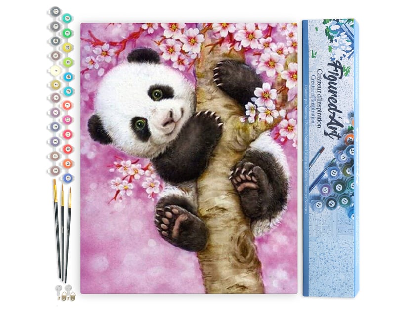 Peinture par Numéro Figured'Art - Bébé Panda - Kit de Loisir Créatif DIY Numéro d'Art Complet - 40x50cm sans châssis en bois