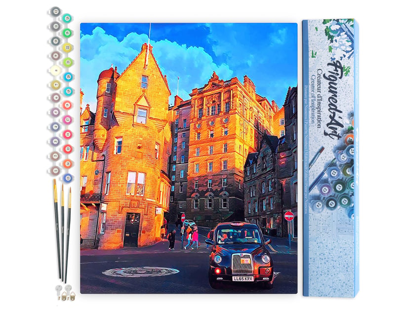 Peinture par Numéro Figured'Art - Rue Edinburgh - Kit de Loisir Créatif DIY Numéro d'Art Complet - 40x50cm sans châssis en bois
