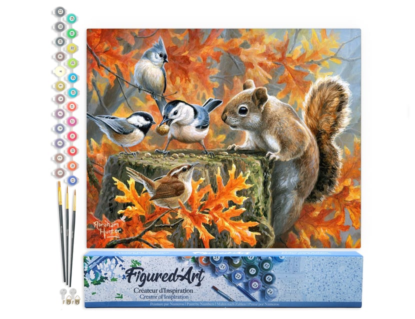 Peinture par Numéro Figured'Art - Ecureuil espiègle - Kit de Loisir Créatif DIY Numéro d'Art Complet - 40x50cm sans châssis en bois