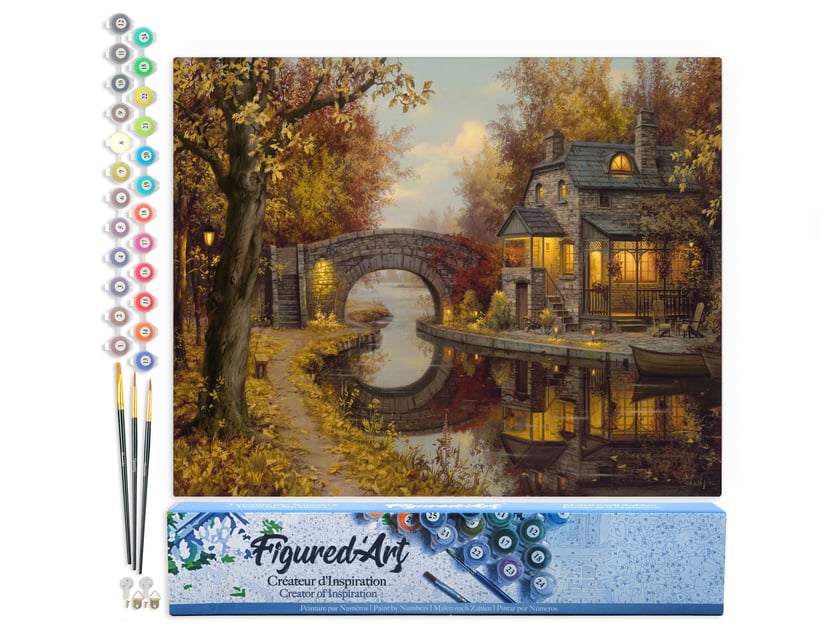 Peinture par Numéro Figured'Art - Retraite et tranquilité - Kit de Loisir Créatif DIY Numéro d'Art Complet - 40x50cm sans châssis en bois