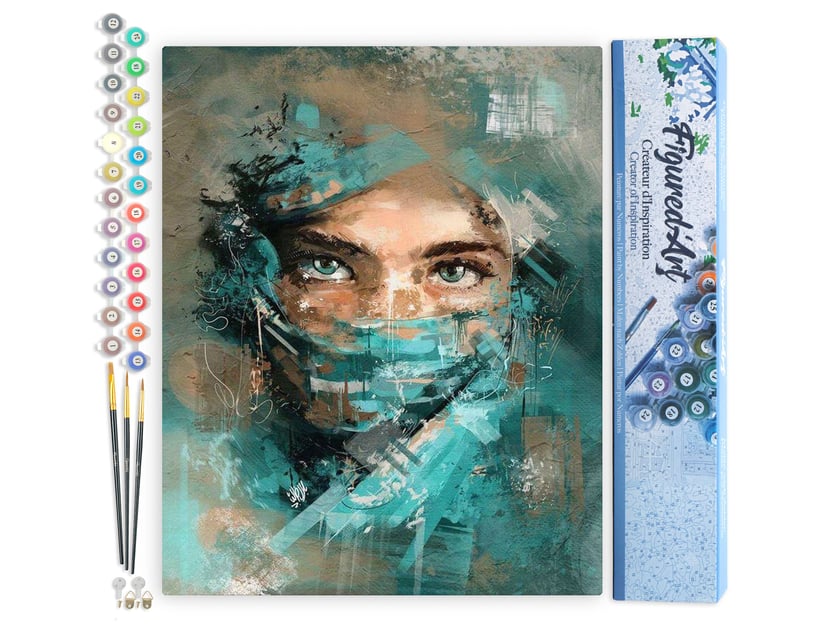 Peinture par Numéro Figured'Art - Regard envoutant - Kit de Loisir Créatif DIY Numéro d'Art Complet - 40x50cm sans châssis en bois