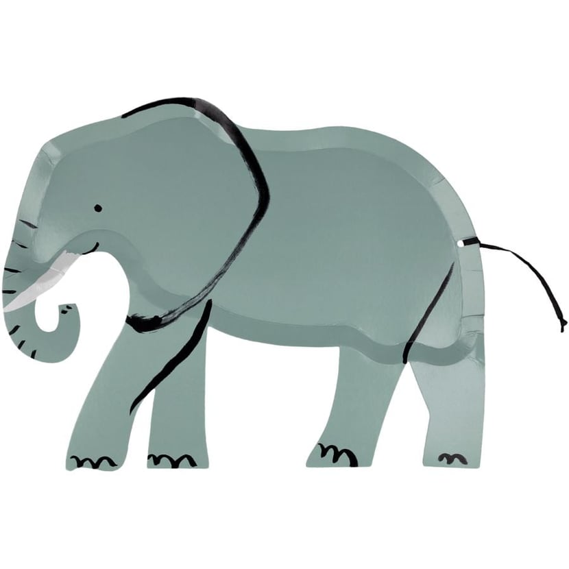 8 Assiettes Animaux Sauvages - Eléphant