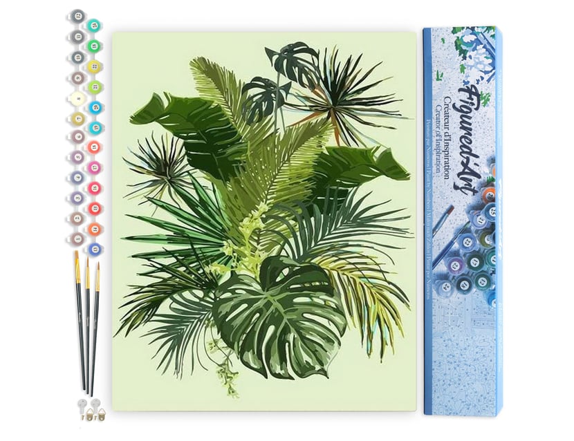 Peinture par Numéro Figured'Art - Verdure - Kit de Loisir Créatif DIY Numéro d'Art Complet - 40x50cm sans châssis en bois