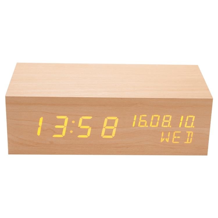 Réveil Homtime M9 Wood Echo - Horloge En Bois Avec Chargeur USB, Enceinte Bluetooth Et NFC