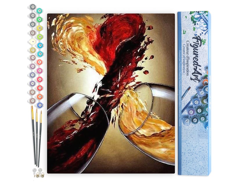 Peinture par Numéro Figured'Art - Mélanges de Vins - Kit de Loisir Créatif DIY Numéro d'Art Complet - 40x50cm sans châssis en bois