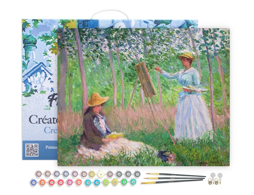 Peinture par Numéro Figured'Art avec Cadre - Dans les bois de Giverny - Monet - Kit de Loisir Créatif Numéro d'Art - 40x50cm toile tendue sur châssis