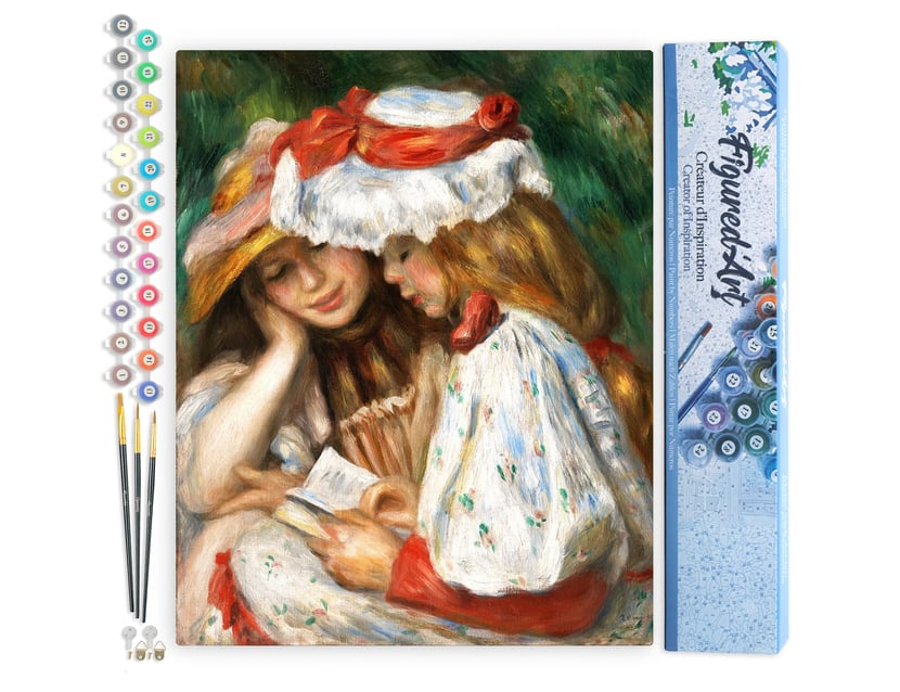 Peinture par Numéro Figured'Art - Jeunes Filles Lisant - Renoir - Kit de Loisir Créatif DIY Numéro d'Art Complet - 40x50cm sans châssis en bois