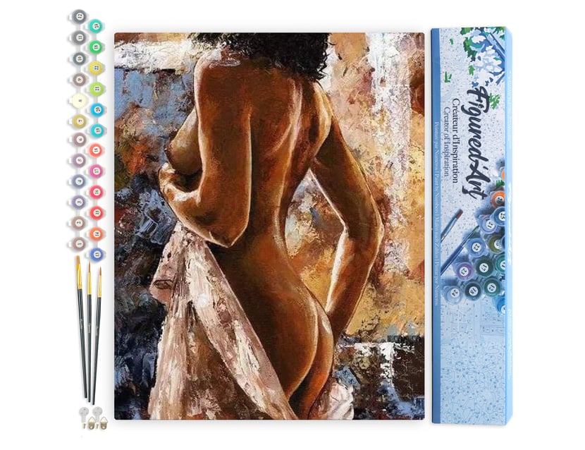 Peinture par Numéro Figured'Art - Courbes Estompées - Kit de Loisir Créatif DIY Numéro d'Art Complet - 40x50cm sans châssis en bois