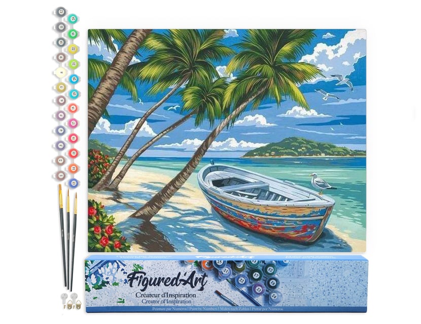 Peinture par Numéro Figured'Art Barque sous les Cocotiers Kit