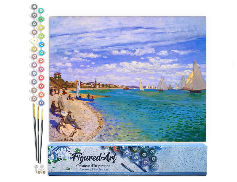 Peinture par Numéro Figured'Art - Régates à Sainte-Adresse - Monet - Kit de Loisir Créatif DIY Numéro d'Art Complet - 40x50cm sans châssis en bois