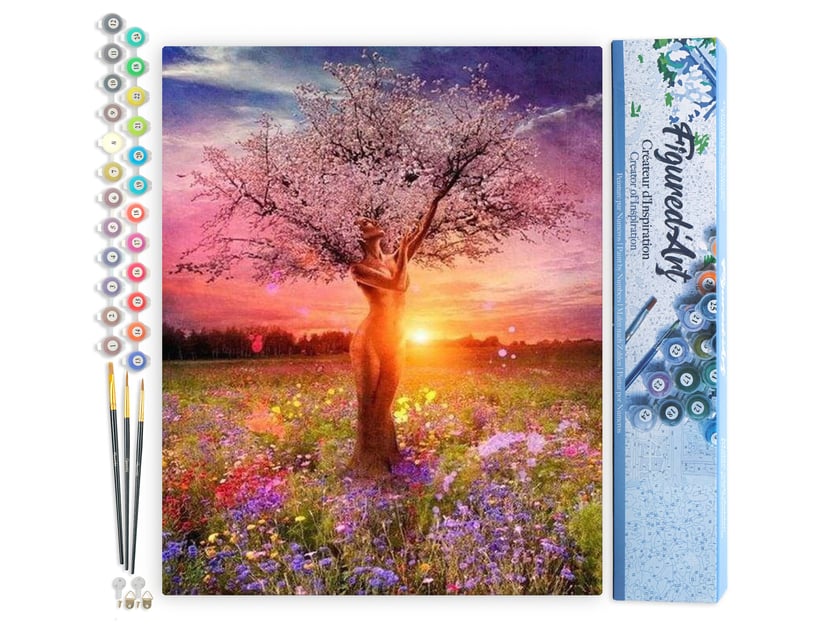 Peinture par Numéro Figured'Art - Arbre Corps de Femme - Kit de Loisir Créatif DIY Numéro d'Art Complet - 40x50cm sans châssis en bois