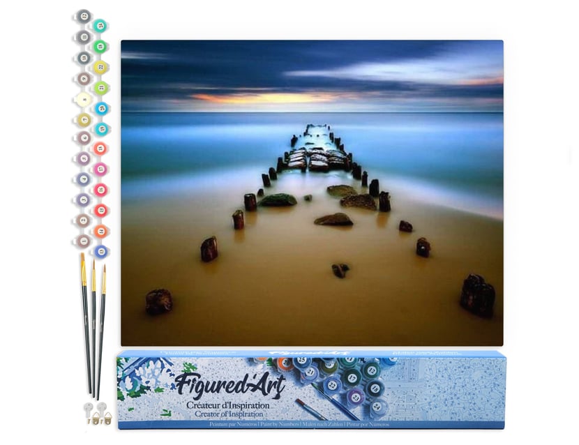 Peinture par Numéro Figured'Art - Pont dans l'Eau - Kit de Loisir Créatif DIY Numéro d'Art Complet - 40x50cm sans châssis en bois