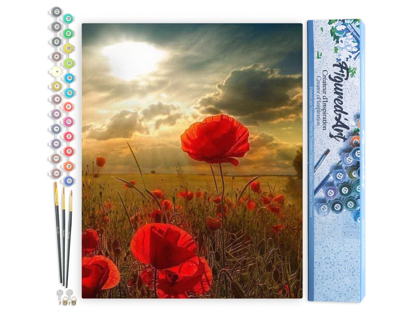 Peinture par Numéro Figured'Art - Fleurs sous le Soleil - Kit de Loisir Créatif DIY Numéro d'Art Complet - 40x50cm sans châssis en bois