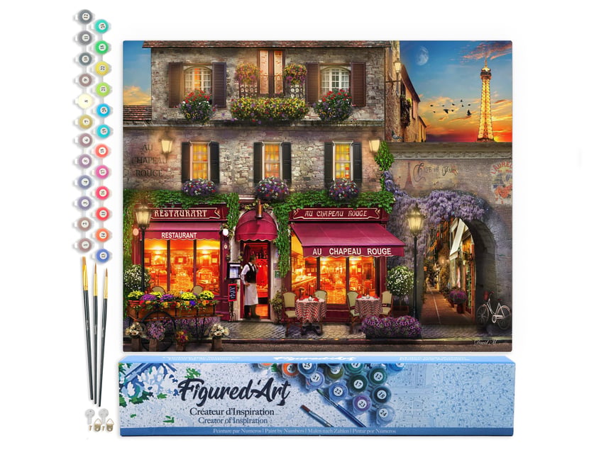Peinture par Numéro Figured'Art - Au chapeau rouge - Kit de Loisir Créatif DIY Numéro d'Art Complet - 40x50cm sans châssis en bois